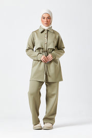 Sage Modest Buttoned Co-Ord Set