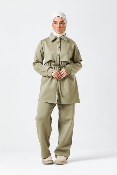 Sage Modest Buttoned Co-Ord Set