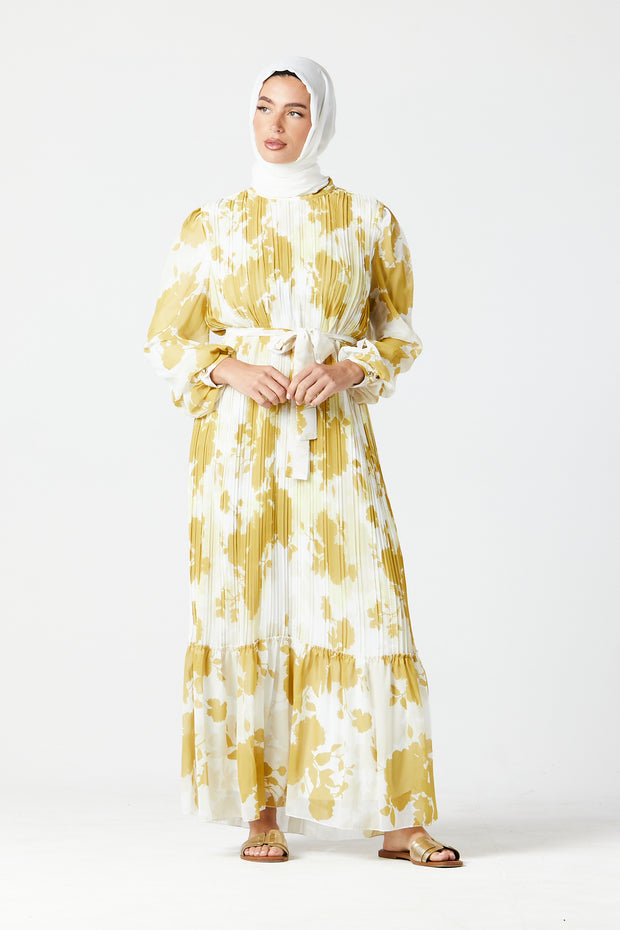 Yellow Pleated Maxi
