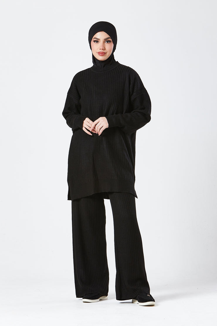 Black Ribbed Knit Co-ord Set