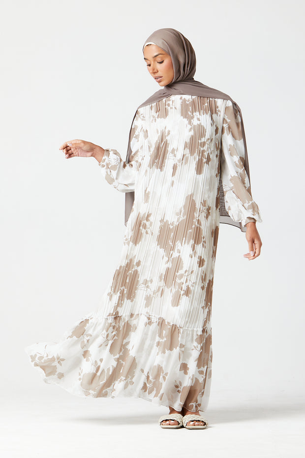 Taupe Pleated Maxi