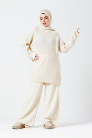 Cream Textured Knit Co-ord Set