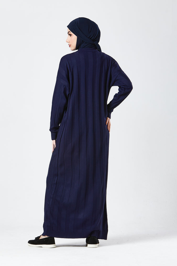 Navy Ribbed Maxi Knit Dress