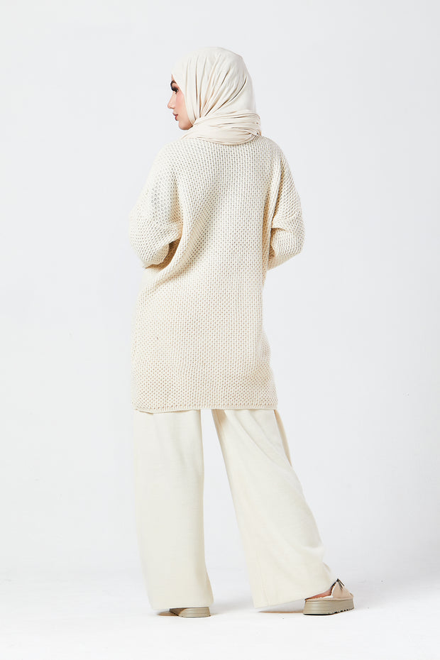 Cream Textured Knit Co-ord Set