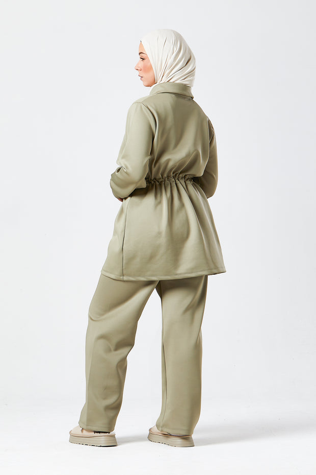 Sage Modest Buttoned Co-Ord Set