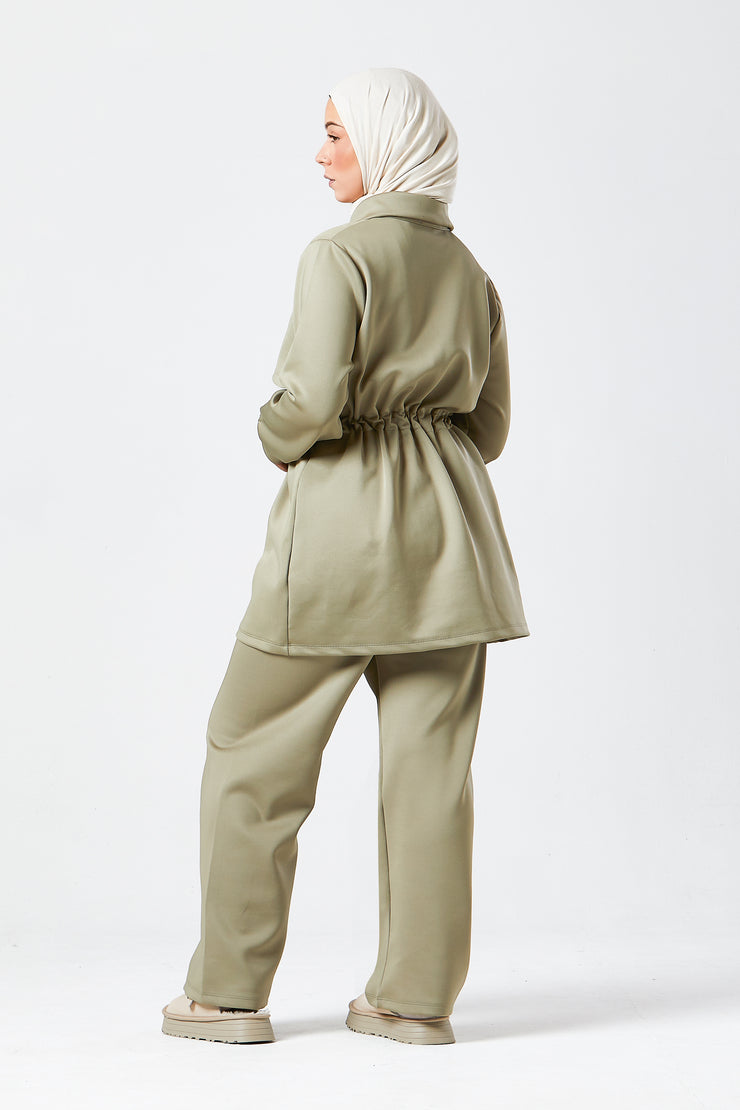 Sage Modest Buttoned Co-Ord Set