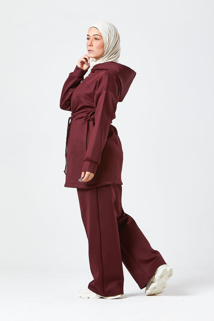 Burgundy Urban Modest Hoodie Set