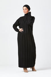 Black Ribbed Maxi Knit Dress