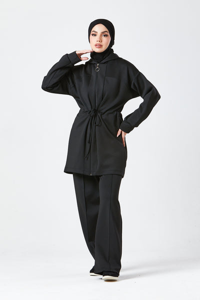 Black Urban Modest Hoodie Set