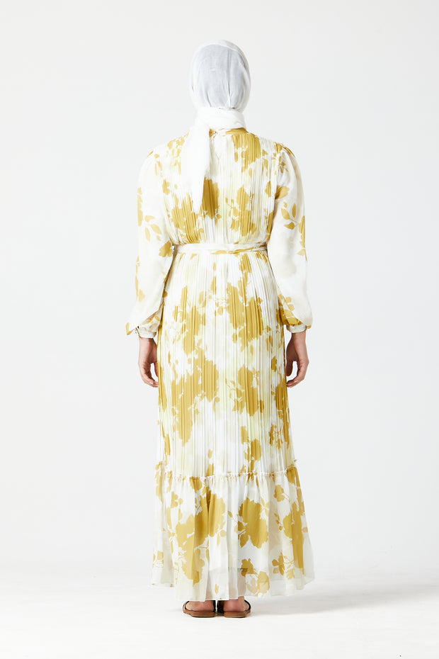 Yellow Pleated Maxi
