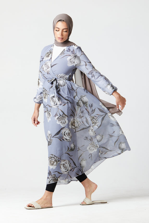 Grey Floral Dress