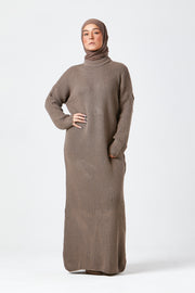 Mocha Textured Knit Maxi Dress