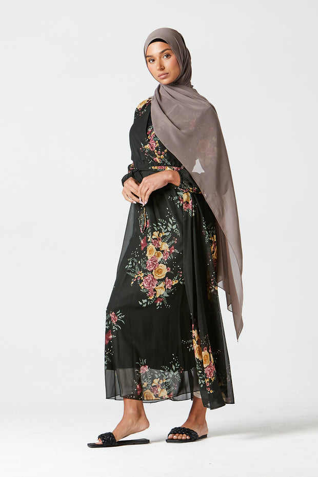 Dark Khaki Floral Dress