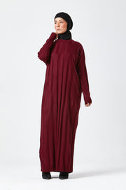 Burgundy Ribbed Maxi Knit Dress