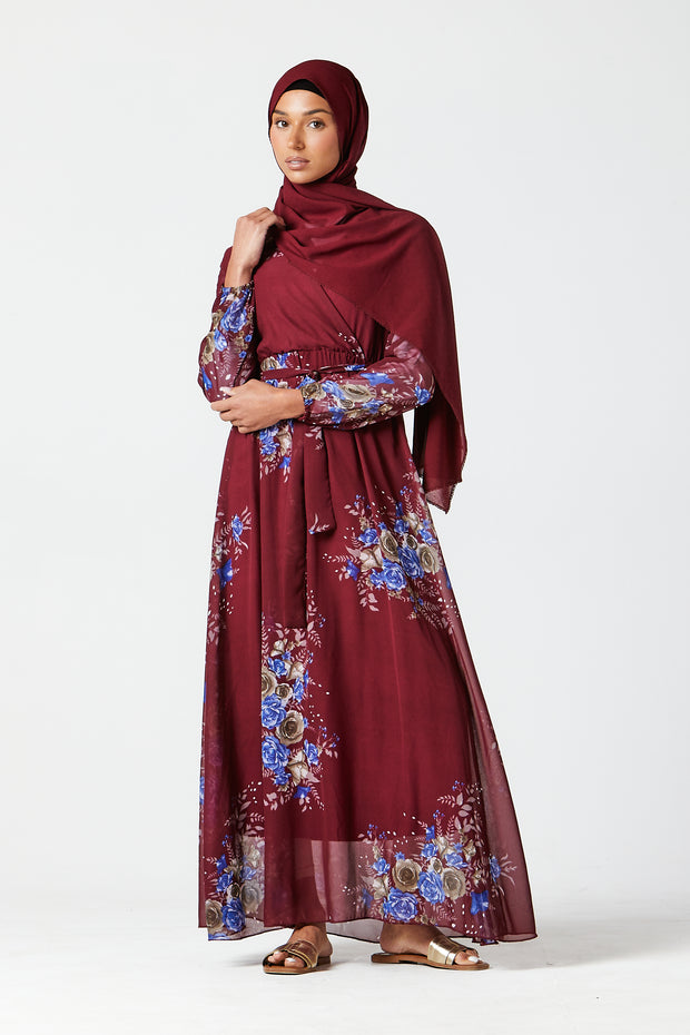 Burgundy Floral Dress