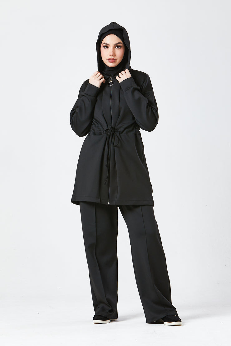 Black Urban Modest Hoodie Set