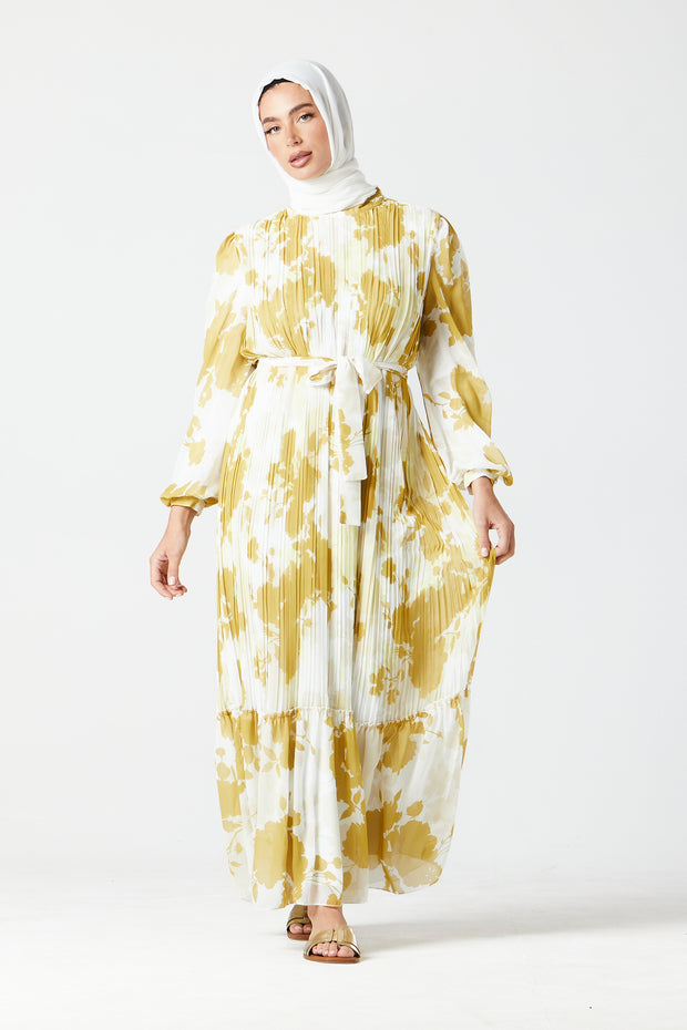 Yellow Pleated Maxi