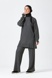 Grey Ribbed Knit Co-ord Set