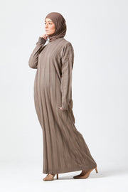 Taupe Ribbed Maxi Knit Dress