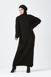 Black Textured Knit Maxi Dress
