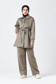 Mocha Modest Buttoned Co-Ord Set