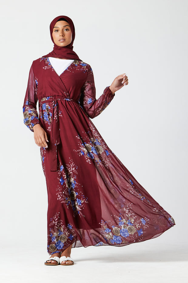 Burgundy Floral Dress