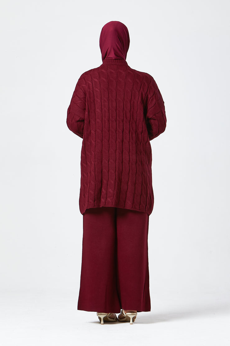 Burgundy Ribbed Knit Co-ord Set