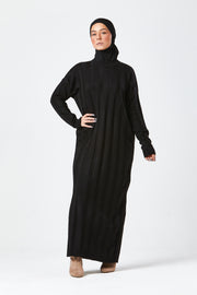 Black Ribbed Maxi Knit Dress