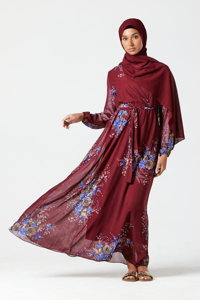 Burgundy Floral Dress