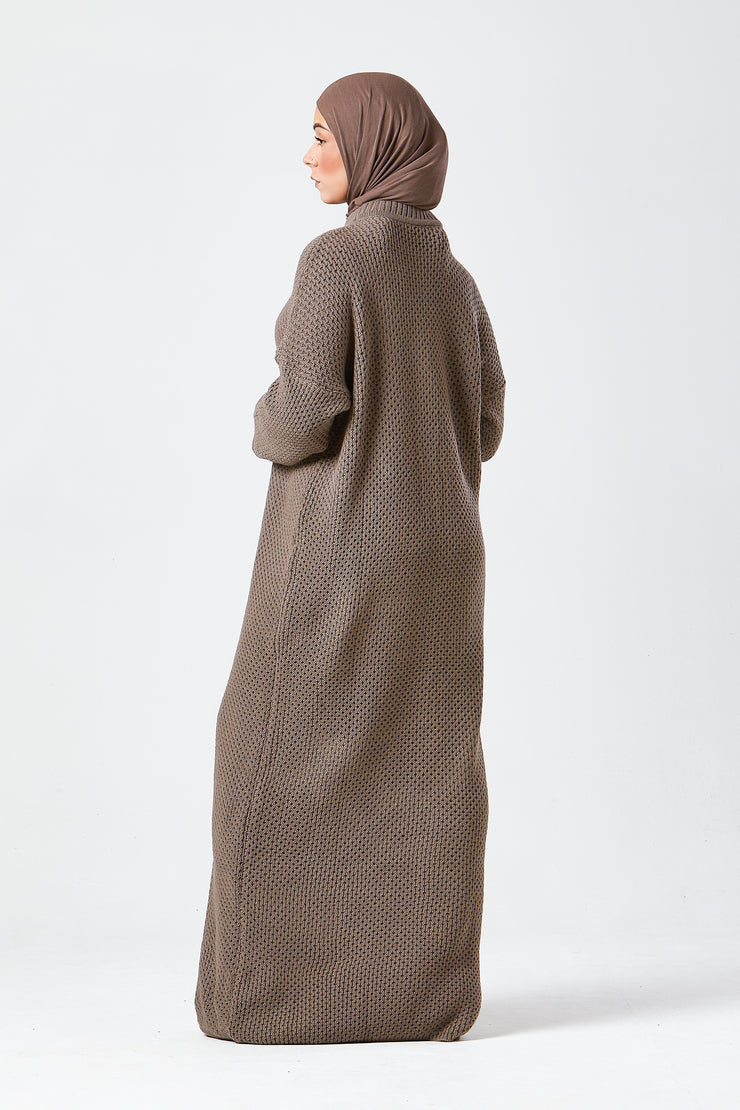 Mocha Textured Knit Maxi Dress