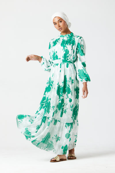 Green Pleated Maxi