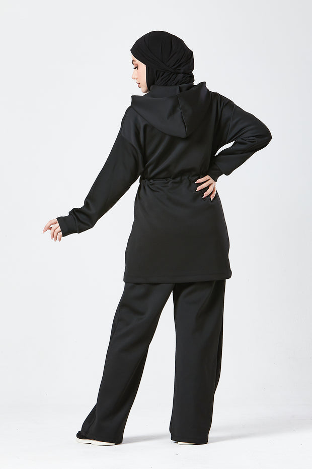 Black Urban Modest Hoodie Set