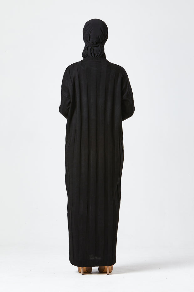 Black Ribbed Maxi Knit Dress