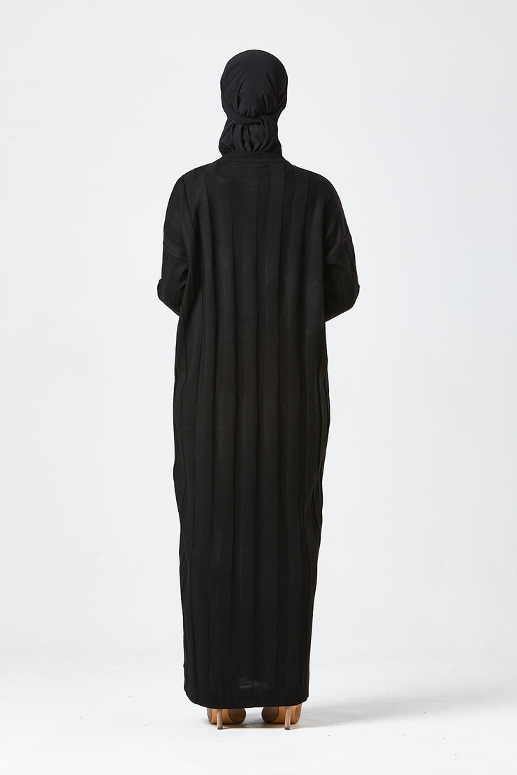 Black Ribbed Maxi Knit Dress