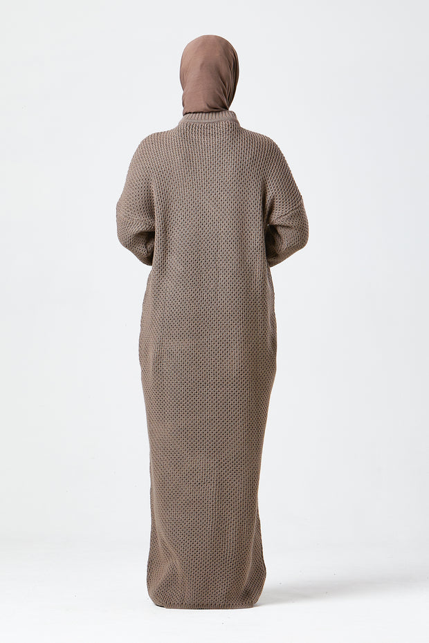 Mocha Textured Knit Maxi Dress