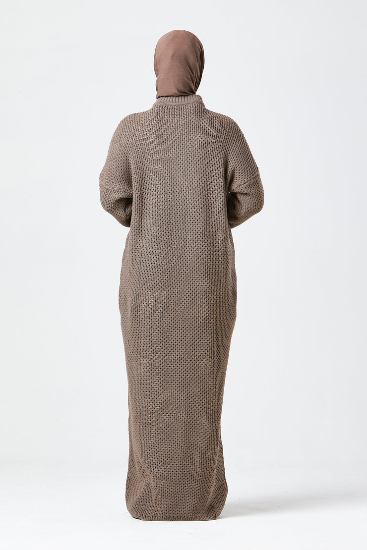 Mocha Textured Knit Maxi Dress