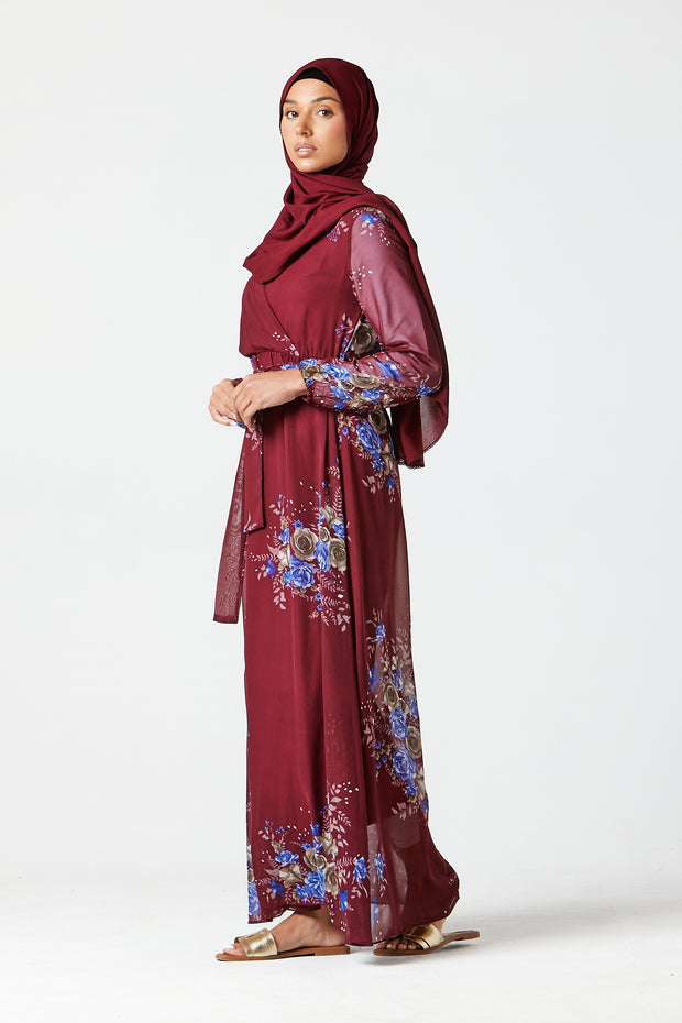 Burgundy Floral Dress