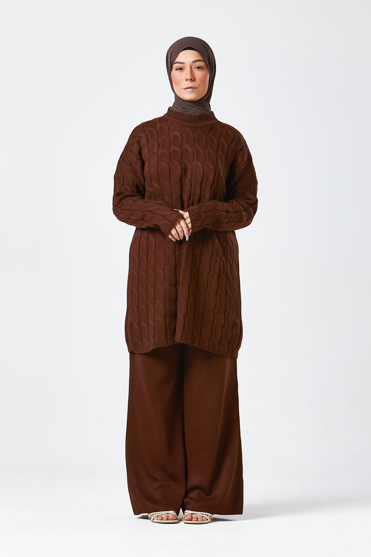 Brown Knit Co-ord Set