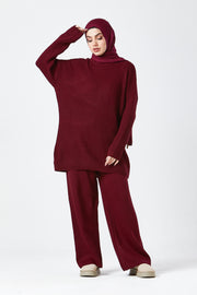 Burgundy Textured Knit Co-ord Set