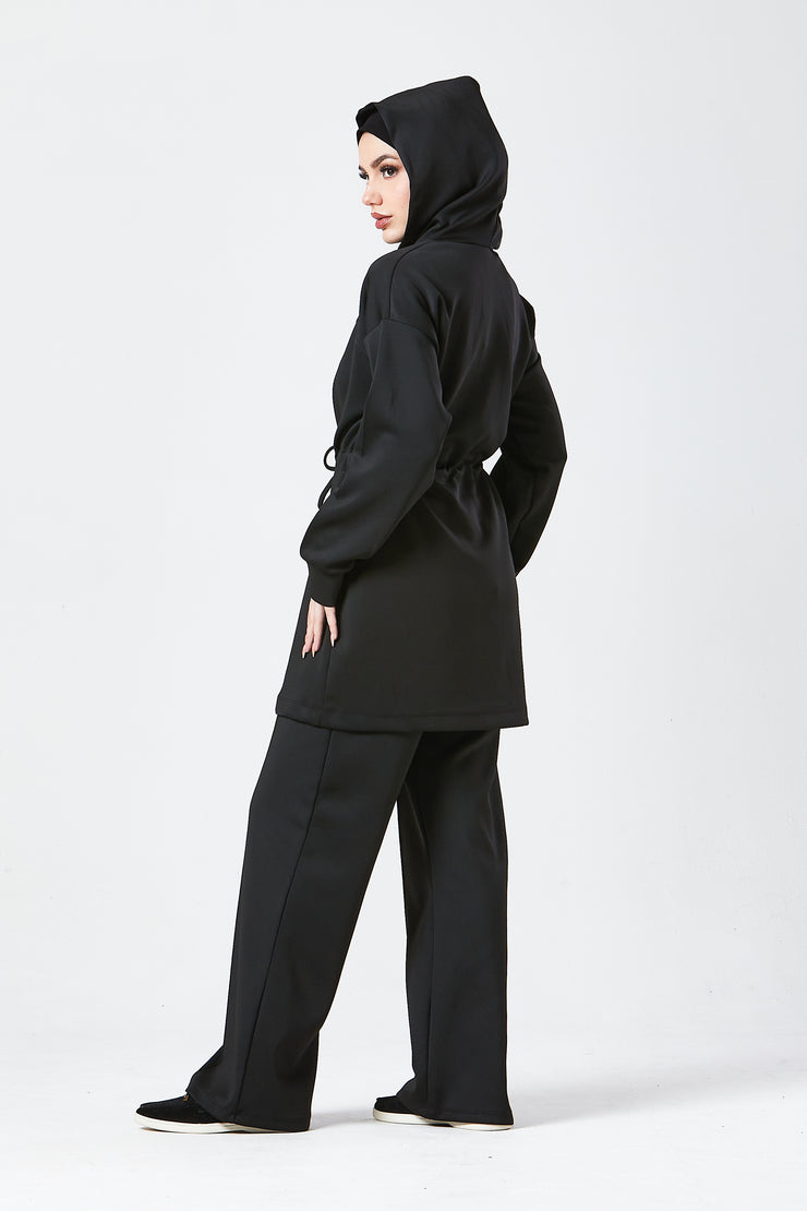 Black Urban Modest Hoodie Set