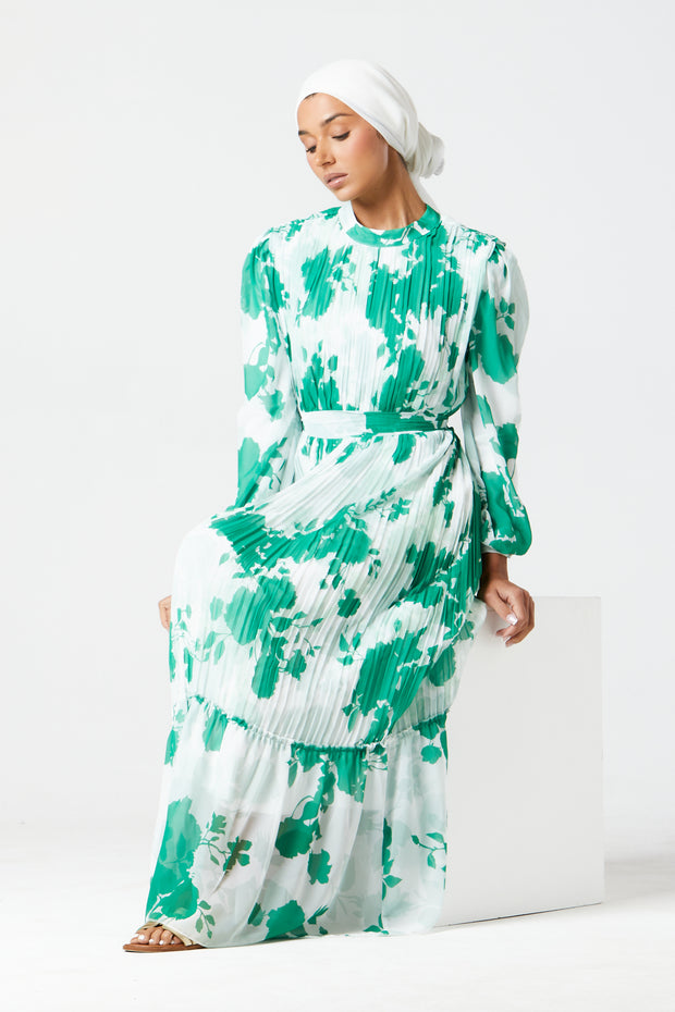 Green Pleated Maxi