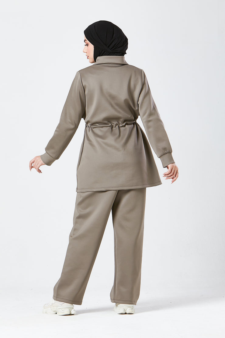 Mocha Modest Buttoned Co-Ord Set