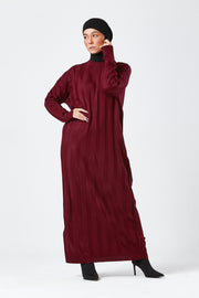 Burgundy Ribbed Maxi Knit Dress