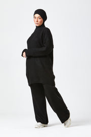 Black Textured Knit Co-ord Set