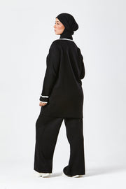 Black Contrast Knit Co-Ord Set