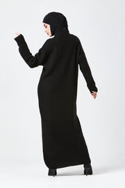 Black Textured Knit Maxi Dress