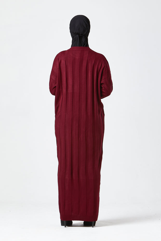 Burgundy Ribbed Maxi Knit Dress