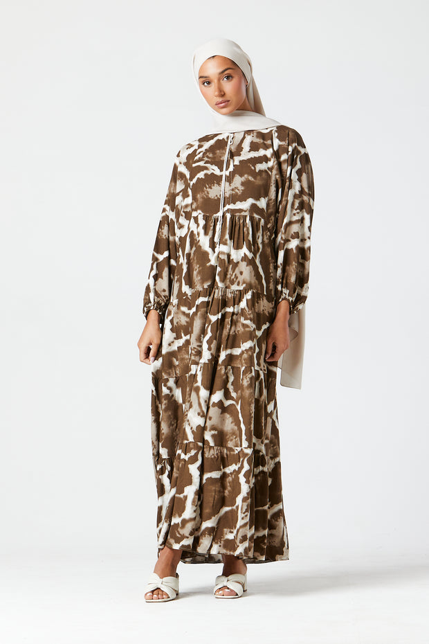 Brown Tiered Dress