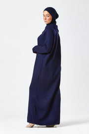 Navy Maxi Knit Dress with Side Buttons