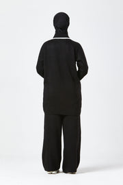 Black Contrast Knit Co-Ord Set